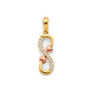 14KT Gold Two Toned CZ Infinity Heart Fancy Pendant